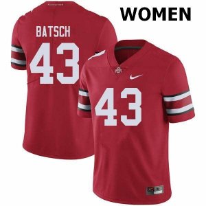 Women's Ohio State Buckeyes #43 Ryan Batsch Red Nike NCAA College Football Jersey Athletic LIZ5444ZA